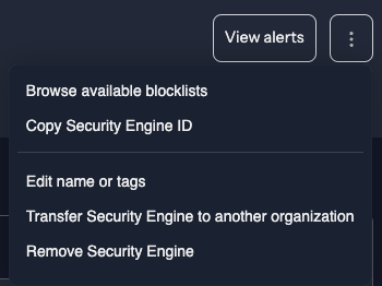 Security Engine details page