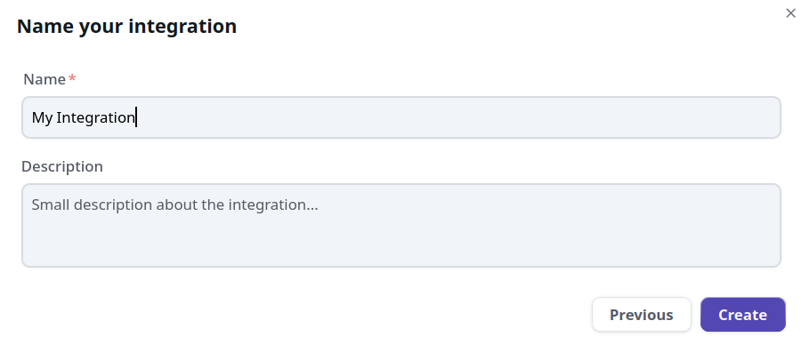 Cisco Integration Creation Screen